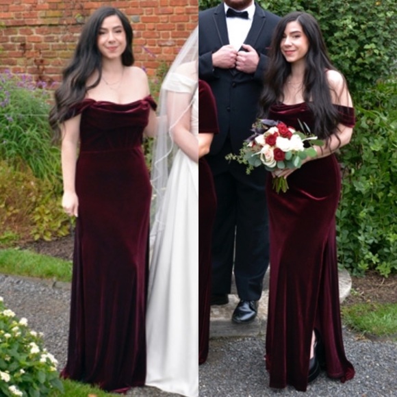 REVELRY LONDON - BURGUNDY VELVET
SIZE 4 (PETITE) Bridesmaid Dress - Picture 12 of 12